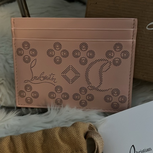 CHRISTIAN LOUBOUTIN 
W Kios Perforated Leather Card Holder - Rosy​​ - Picture 3 of 7